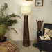 Buy Floor Lamp - Boho Wooden Floor Lamp with Beige Fabric Lampshade by Symplify on IKIRU online store