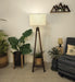 Buy Floor Lamp - Brielle Wooden Floor Lamp with Beige Fabric Lampshade by Symplify on IKIRU online store