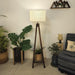 Buy Floor Lamp - Brielle Wooden Floor Lamp with Beige Fabric Lampshade by Symplify on IKIRU online store