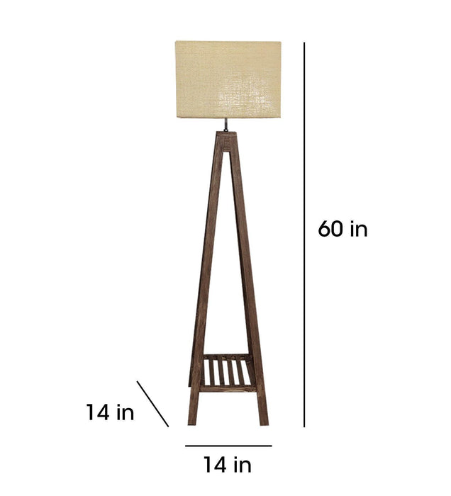 Buy Floor Lamp - Brielle Wooden Floor Lamp with Beige Fabric Lampshade by Symplify on IKIRU online store