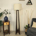 Buy Floor Lamp - Camille Wooden Floor Lamp with Beige Fabric Lampshade by Symplify on IKIRU online store