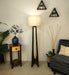 Buy Floor Lamp - Camille Wooden Floor Lamp with Beige Fabric Lampshade by Symplify on IKIRU online store