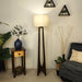 Buy Floor Lamp - Camille Wooden Floor Lamp with Beige Fabric Lampshade by Symplify on IKIRU online store