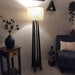 Buy Floor Lamp - Camille Wooden Floor Lamp with Beige Fabric Lampshade by Symplify on IKIRU online store