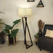 Buy Floor Lamp - Catapult Wooden Floor Lamp with Beige Fabric Lampshade by Symplify on IKIRU online store