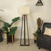 Buy Floor Lamp - Catapult Wooden Floor Lamp with Beige Fabric Lampshade by Symplify on IKIRU online store