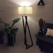 Buy Floor Lamp - Catapult Wooden Floor Lamp with Beige Fabric Lampshade by Symplify on IKIRU online store