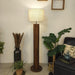 Buy Floor Lamp - Cedar Wooden Floor Lamp with Beige Fabric | Lampshade with Brown Base by Symplify on IKIRU online store