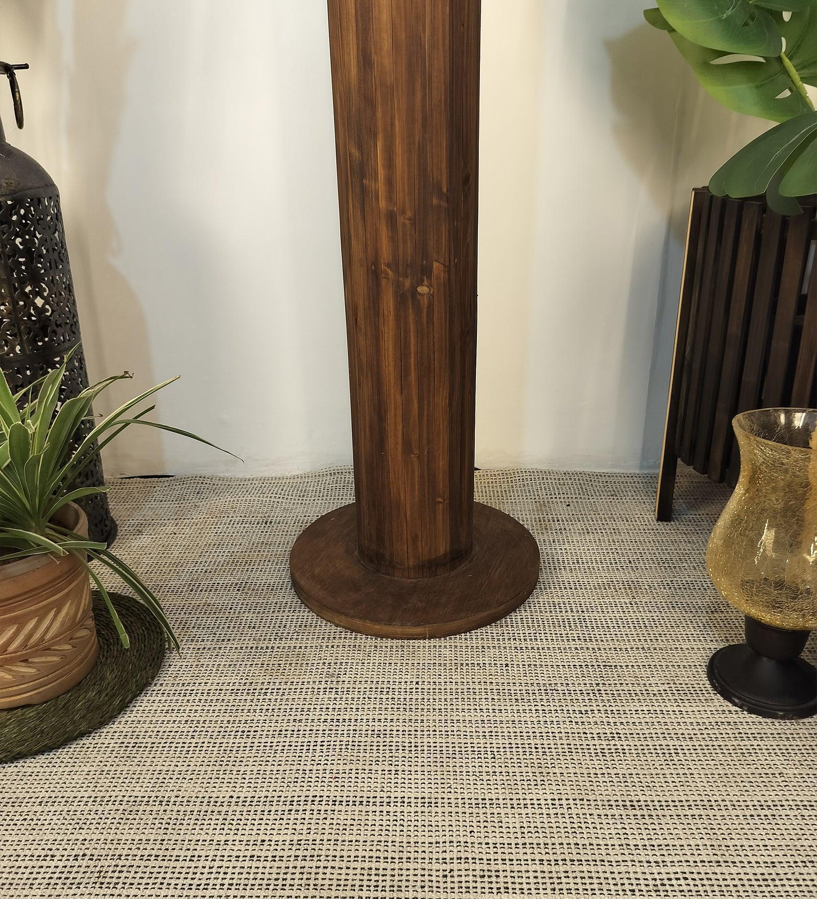 Buy Floor Lamp - Cedar Wooden Floor Lamp with Beige Fabric | Lampshade with Brown Base by Symplify on IKIRU online store