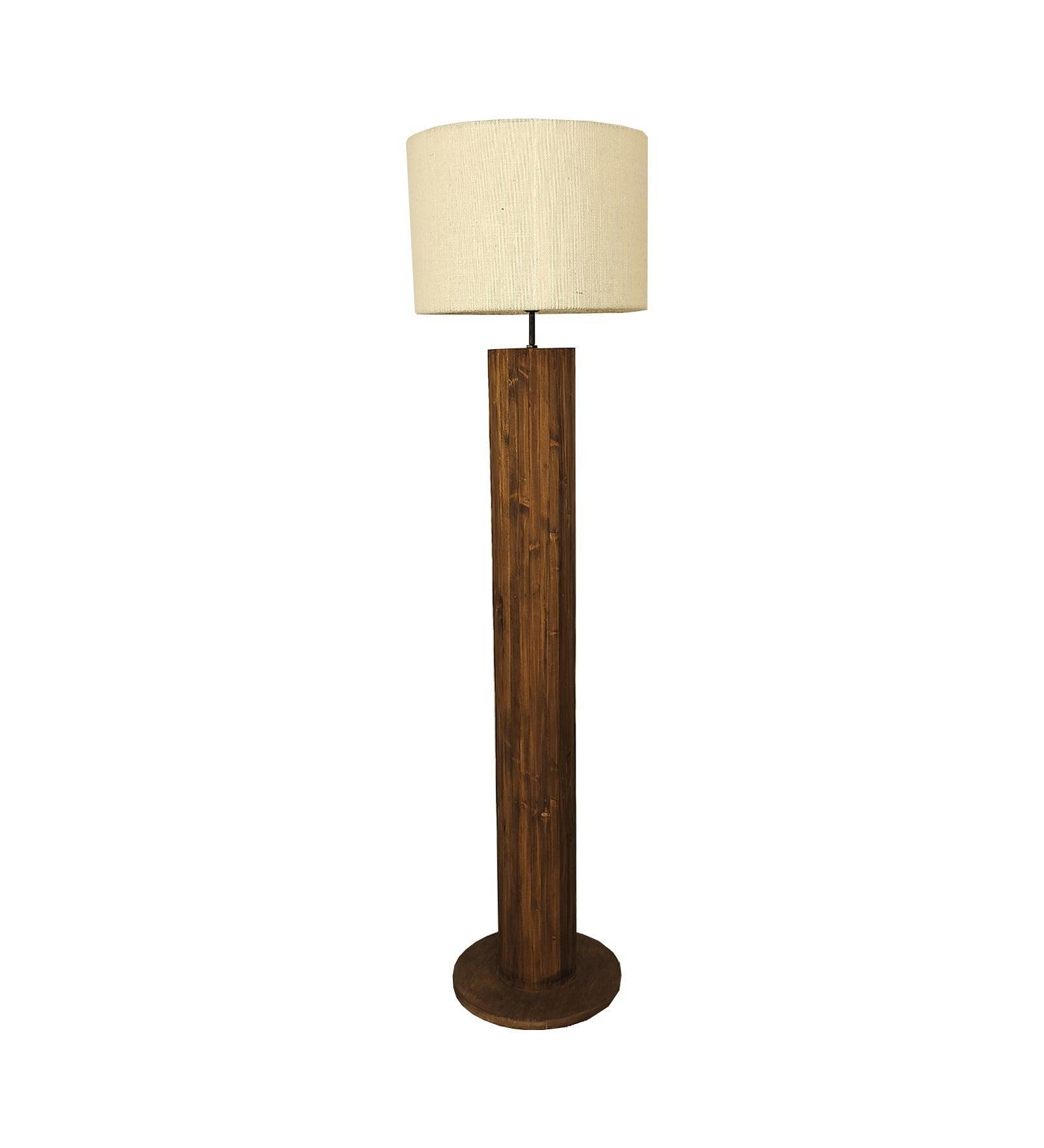 Buy Floor Lamp - Cedar Wooden Floor Lamp with Beige Fabric | Lampshade with Brown Base by Symplify on IKIRU online store