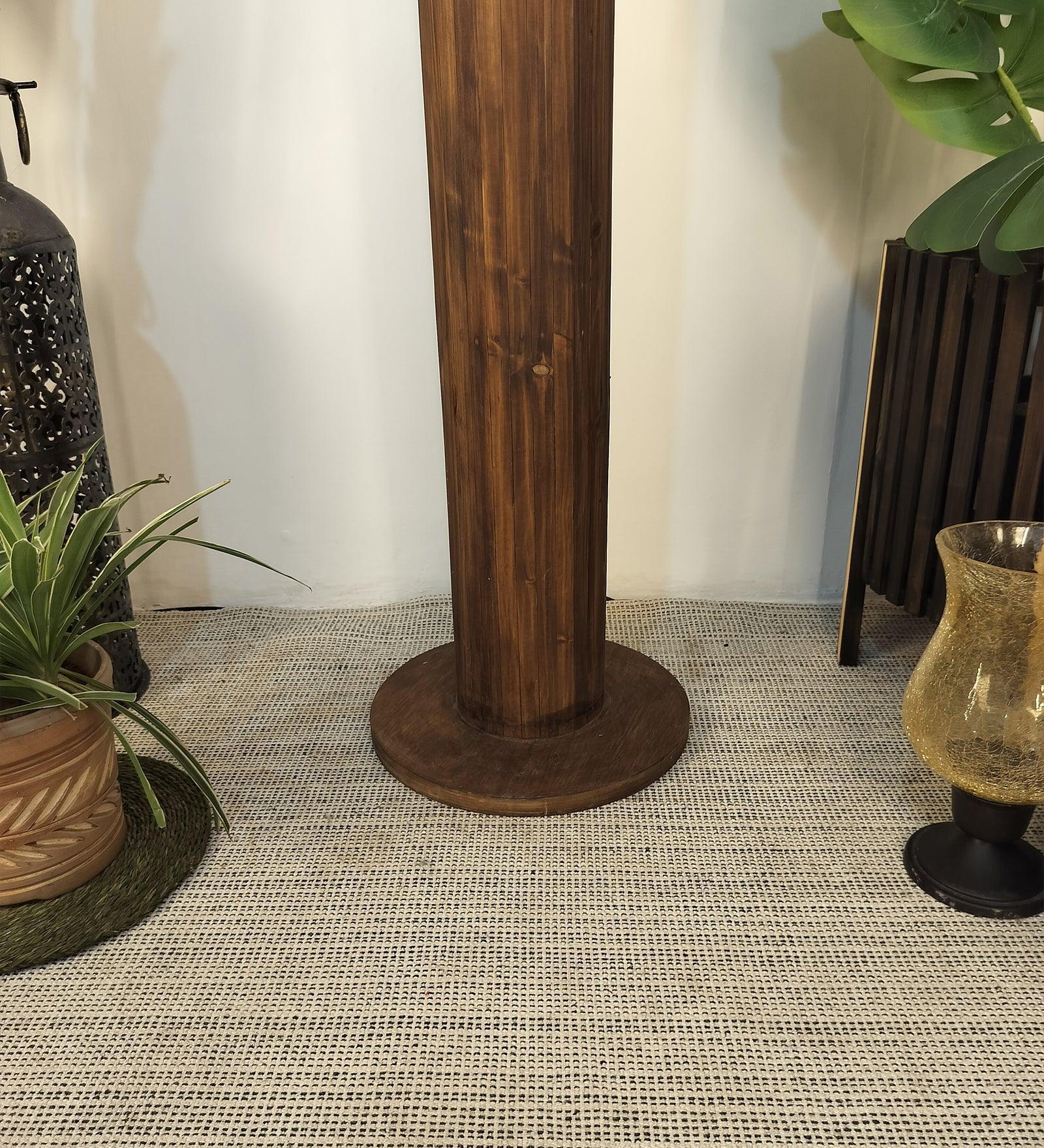 Buy Floor Lamp - Cedar Wooden Floor Lamp with Beige Fabric | Lampshade with Brown Base by Symplify on IKIRU online store