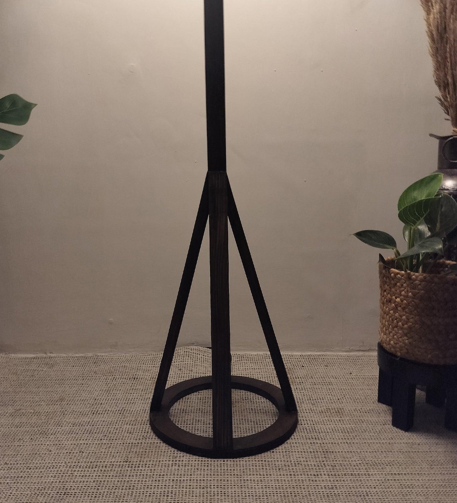 Buy Floor Lamp - Celine Wooden Floor Lamp with Beige Fabric Lampshade by Symplify on IKIRU online store