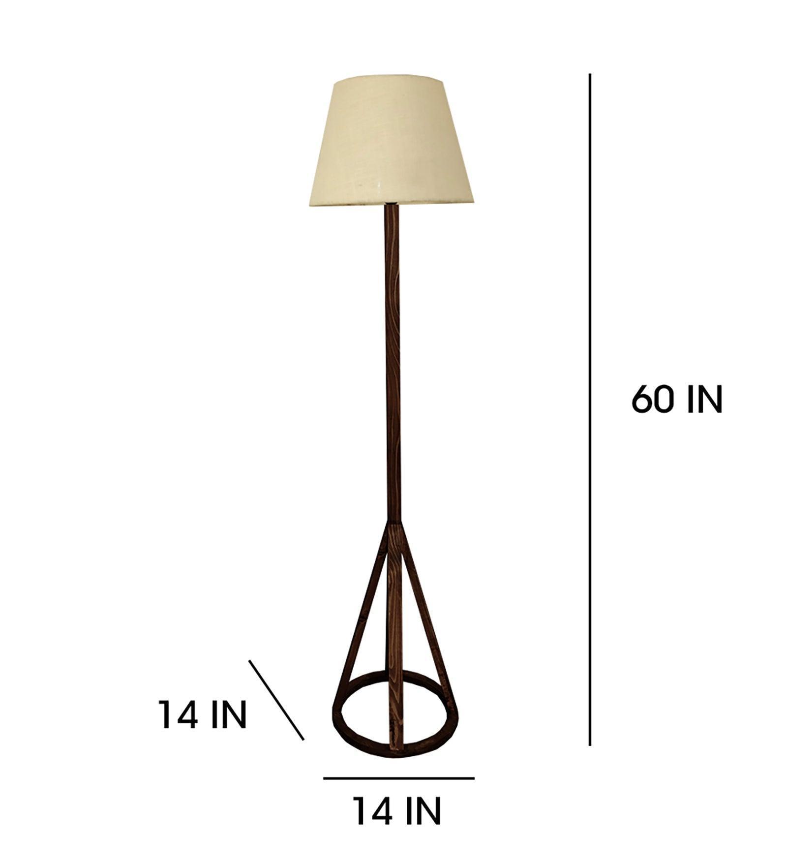 Buy Floor Lamp - Celine Wooden Floor Lamp with Beige Fabric Lampshade by Symplify on IKIRU online store
