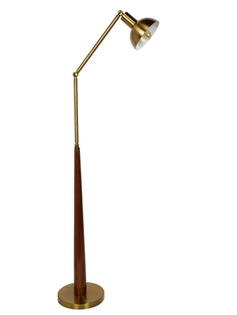 Buy Floor Lamp - Contemporary 2 Point Adjustable wood & Metal Floor Lamp in Matt Brass Finish Back order by Fos Lighting on IKIRU online store