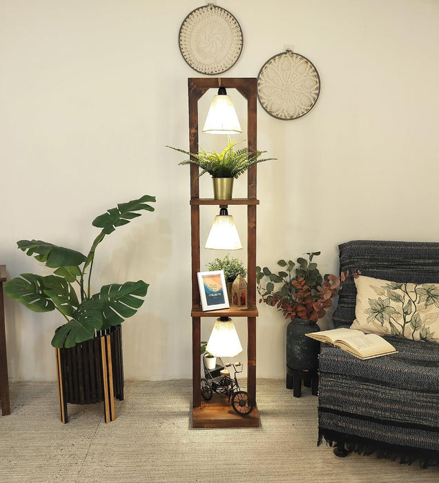 Buy Floor Lamp - Daffodil Wooden Floor Lamp with Jute Fabric Lampshade by Symplify on IKIRU online store