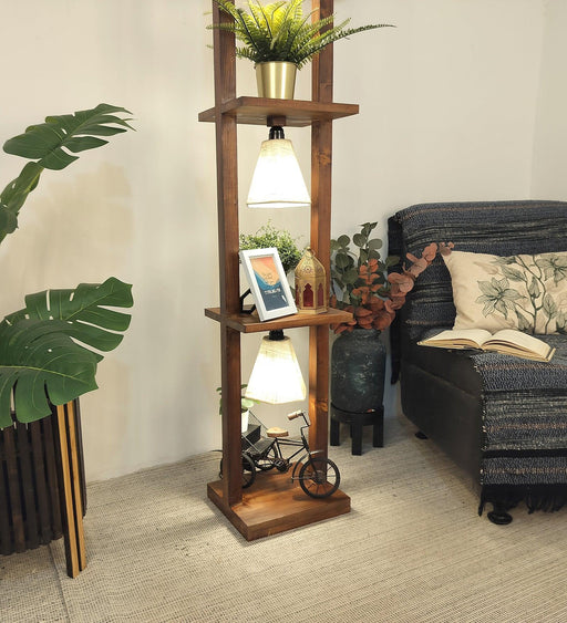 Buy Floor Lamp - Daffodil Wooden Floor Lamp with Jute Fabric Lampshade by Symplify on IKIRU online store