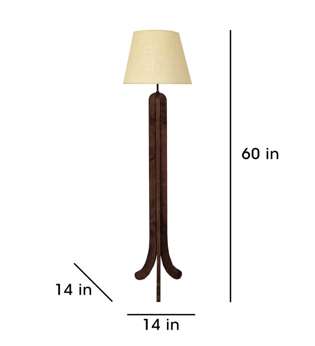 Buy Floor Lamp - Damien Wooden Floor Lamp with Jute Fabric Lampshade by Symplify on IKIRU online store