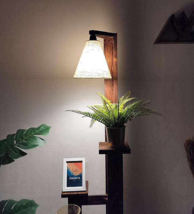 Buy Floor Lamp - Dorian Wooden Floor Lamp with Jute Fabric Lampshade by Symplify on IKIRU online store