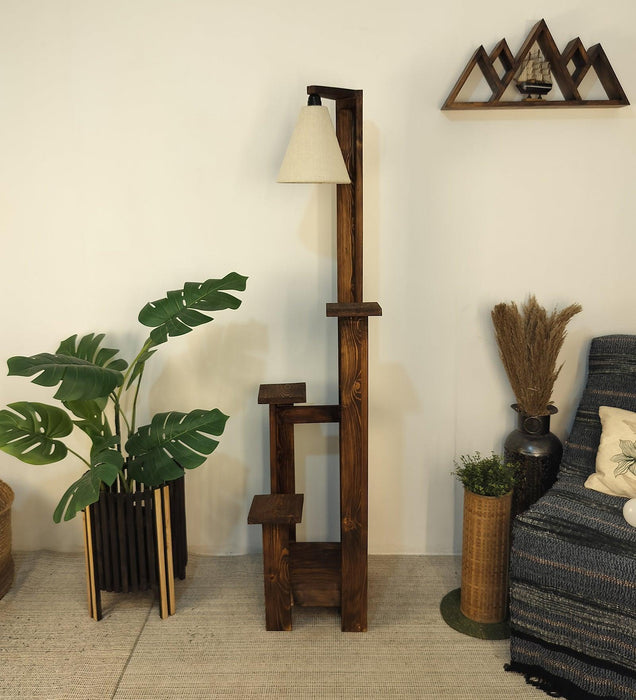 Buy Floor Lamp - Dorian Wooden Floor Lamp with Jute Fabric Lampshade by Symplify on IKIRU online store