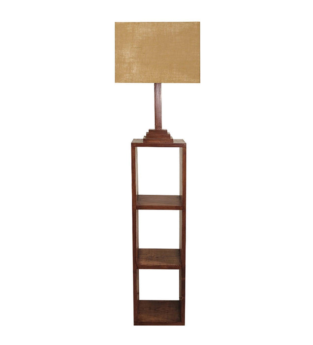 Buy Floor Lamp - Ebenezer Wooden Floor Lamp with Beige Fabric Lampshade by Symplify on IKIRU online store