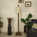 Buy Floor Lamp - Elementary Wooden Floor Lamp with White Fabric Lampshade by Symplify on IKIRU online store