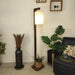 Buy Floor Lamp - Elementary Wooden Floor Lamp with White Fabric Lampshade by Symplify on IKIRU online store