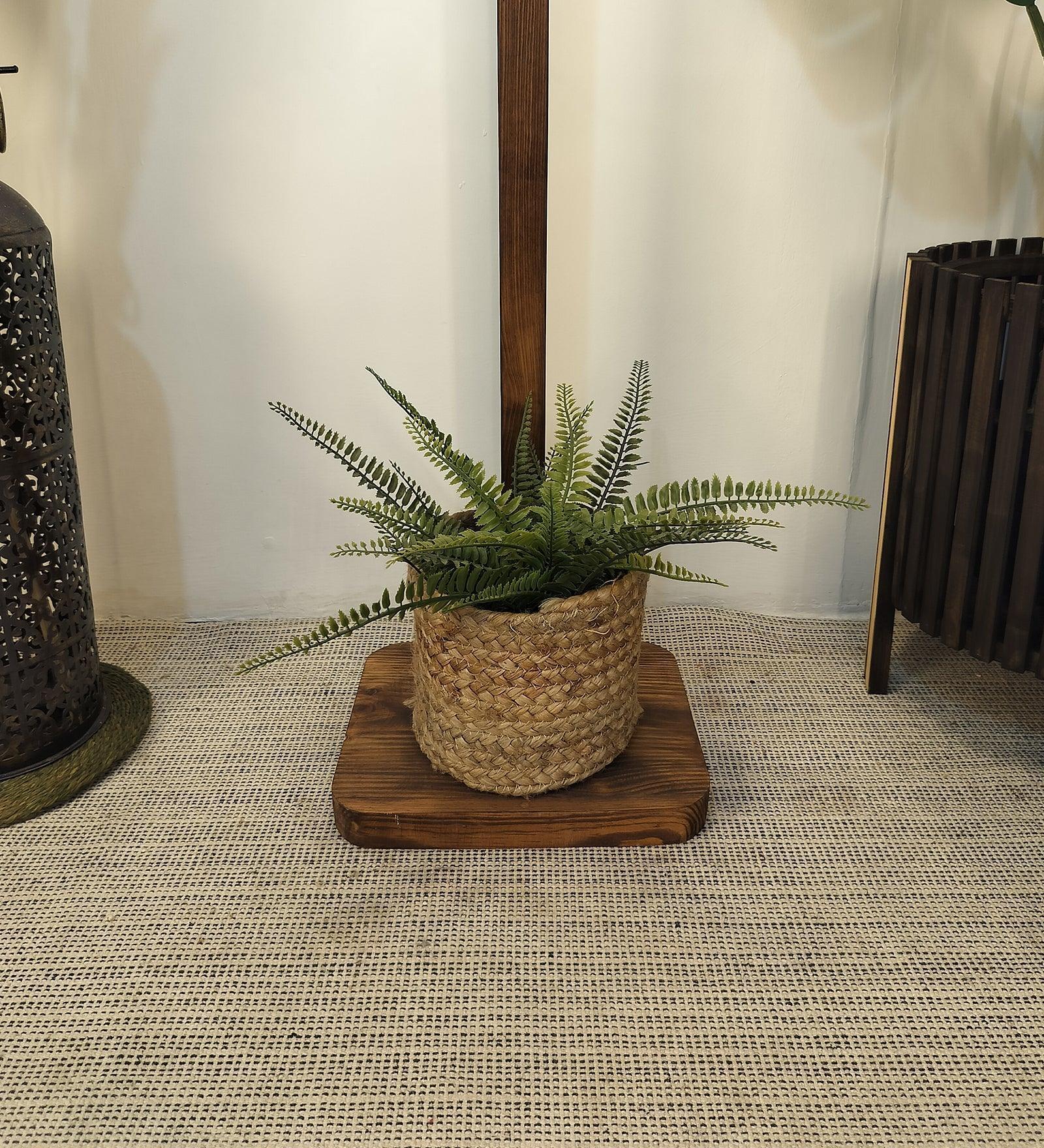 Buy Floor Lamp - Elementary Wooden Floor Lamp with White Fabric Lampshade by Symplify on IKIRU online store