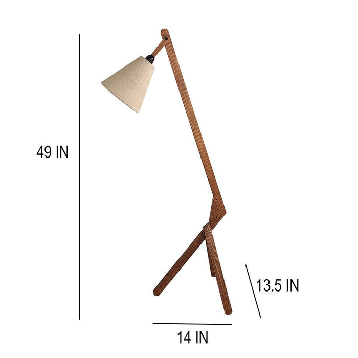 Buy Floor Lamp - Emphasis Wooden Floor Lamp with Beige Fabric Lampshade by Symplify on IKIRU online store