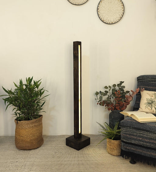 Buy Floor Lamp - Excalibur LED Wooden Floor Lamp With Brown Base by Symplify on IKIRU online store