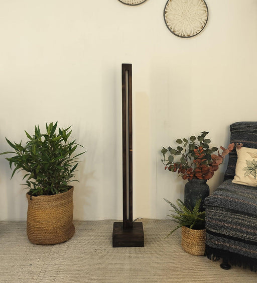 Buy Floor Lamp - Excalibur LED Wooden Floor Lamp With Brown Base by Symplify on IKIRU online store