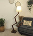 Buy Floor Lamp - Flex Wooden Floor Lamp with Beige Fabric Lampshade by Symplify on IKIRU online store