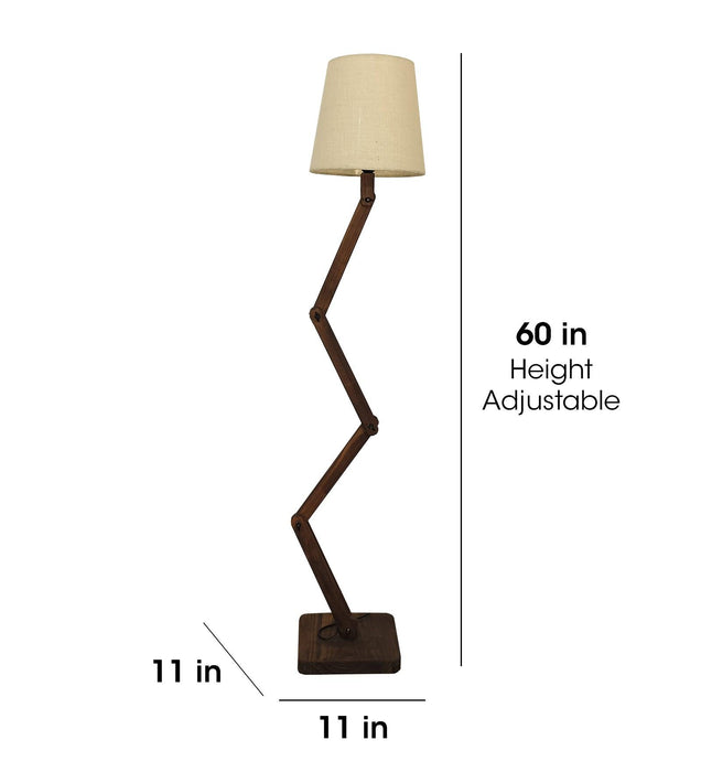 Buy Floor Lamp - Flex Wooden Floor Lamp with Beige Fabric Lampshade by Symplify on IKIRU online store