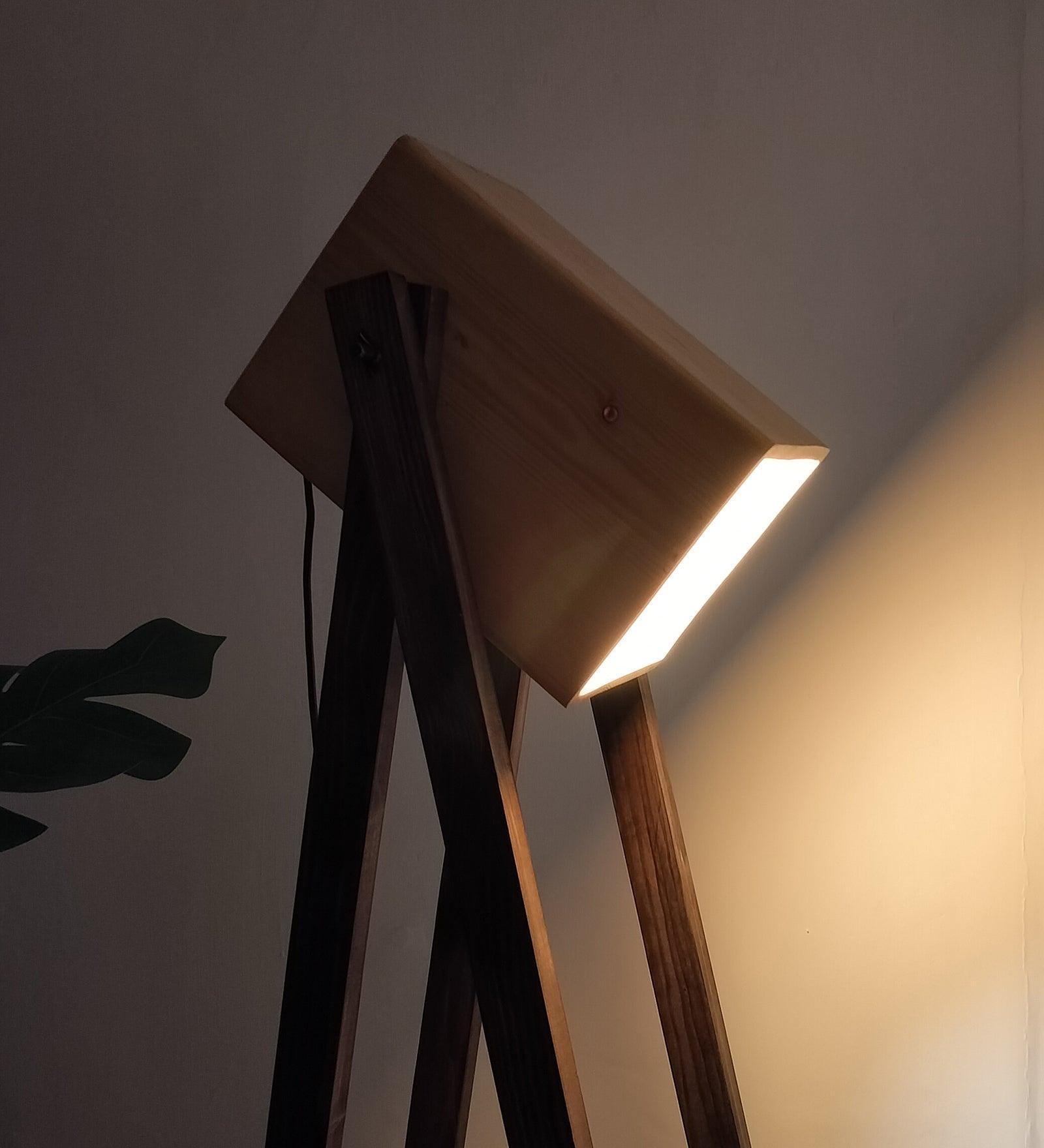 Buy Floor Lamp - Focal Wooden Floor Lamp with Beige Wooden Lampshade by Symplify on IKIRU online store