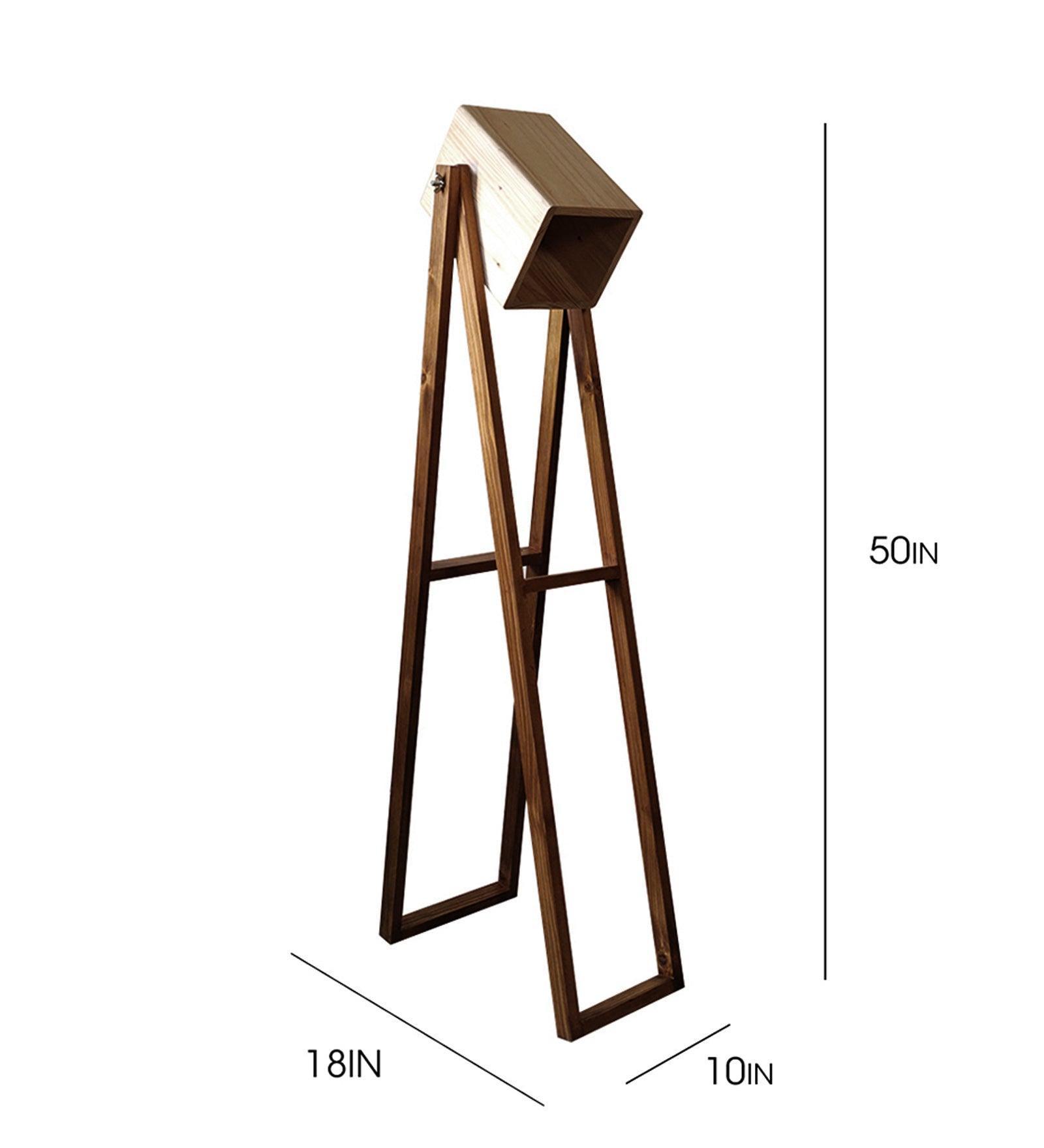 Buy Floor Lamp - Focal Wooden Floor Lamp with Beige Wooden Lampshade by Symplify on IKIRU online store