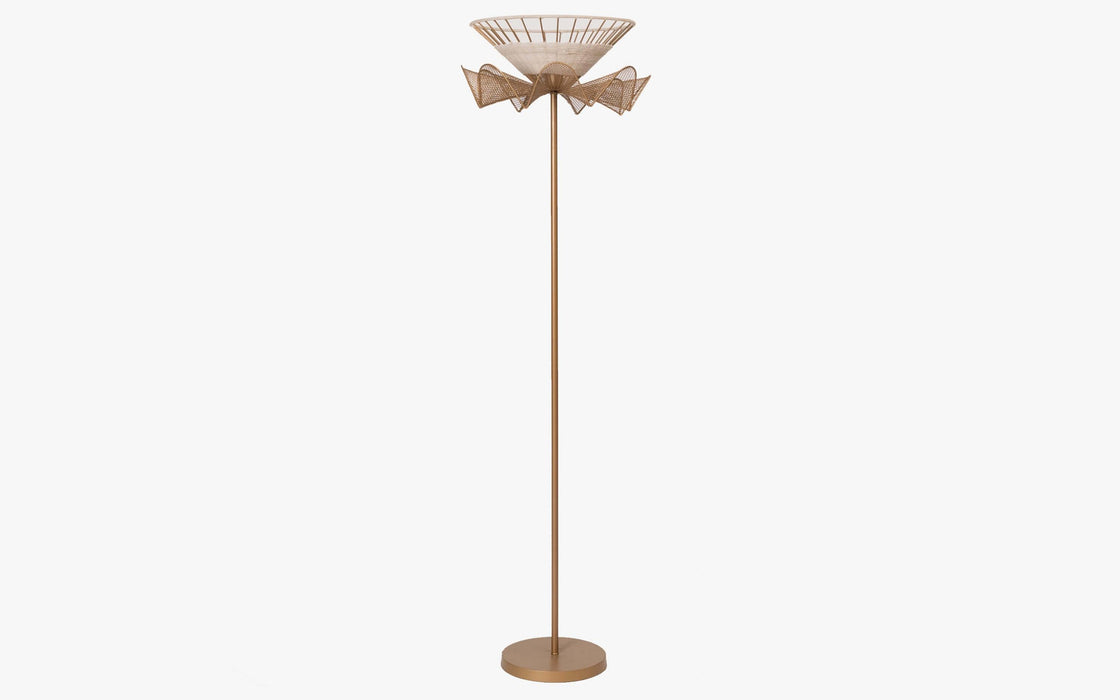 Buy Floor Lamp - Fucius Luxurious Floor Lamp | Golden Pedestal Corner Lampshade For Living Room & Home Decor by Orange Tree on IKIRU online store