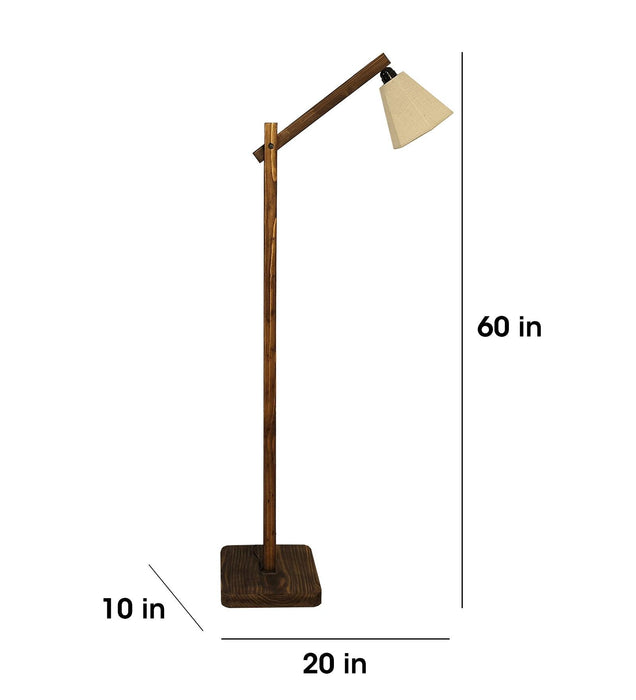 Buy Floor Lamp - Hinge Wooden Floor Lamp with Beige Fabric Lampshade by Symplify on IKIRU online store