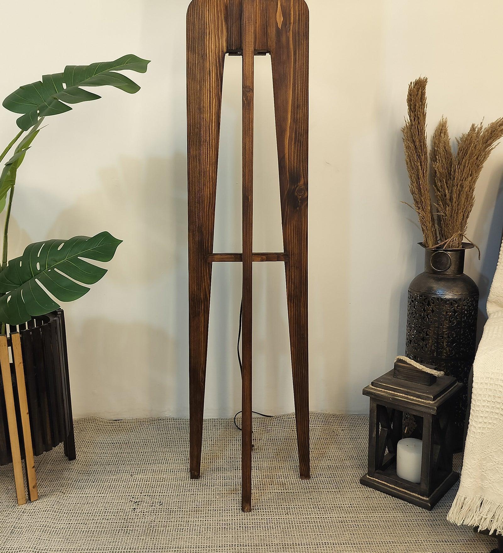 Buy Floor Lamp - Jet Wooden Floor Lamp with Beige Fabric Lampshade by Symplify on IKIRU online store