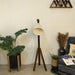 Buy Floor Lamp - Melman Wooden Floor Lamp with Beige Fabric Lampshade by Symplify on IKIRU online store