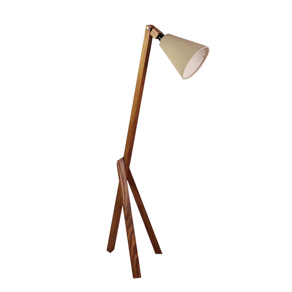 Buy Floor Lamp - Melman Wooden Floor Lamp with Beige Fabric Lampshade by Symplify on IKIRU online store