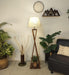 Buy Floor Lamp - Monica Wooden Floor Lamp with Beige Fabric Lampshade by Symplify on IKIRU online store