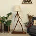 Buy Floor Lamp - Moonwalker Wooden Floor Lamp with Beige Fabric Lampshade by Symplify on IKIRU online store