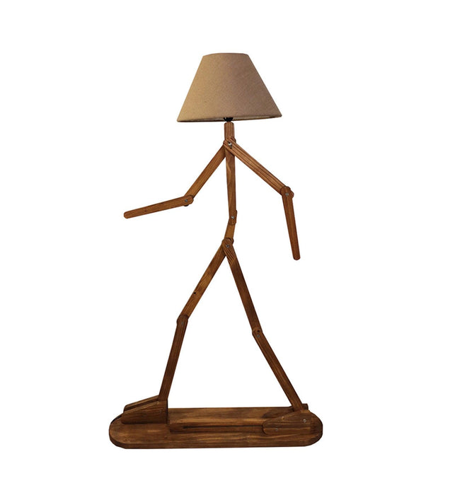 Buy Floor Lamp - Moonwalker Wooden Floor Lamp with Beige Fabric Lampshade by Symplify on IKIRU online store