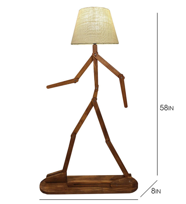 Buy Floor Lamp - Moonwalker Wooden Floor Lamp with Beige Fabric Lampshade by Symplify on IKIRU online store