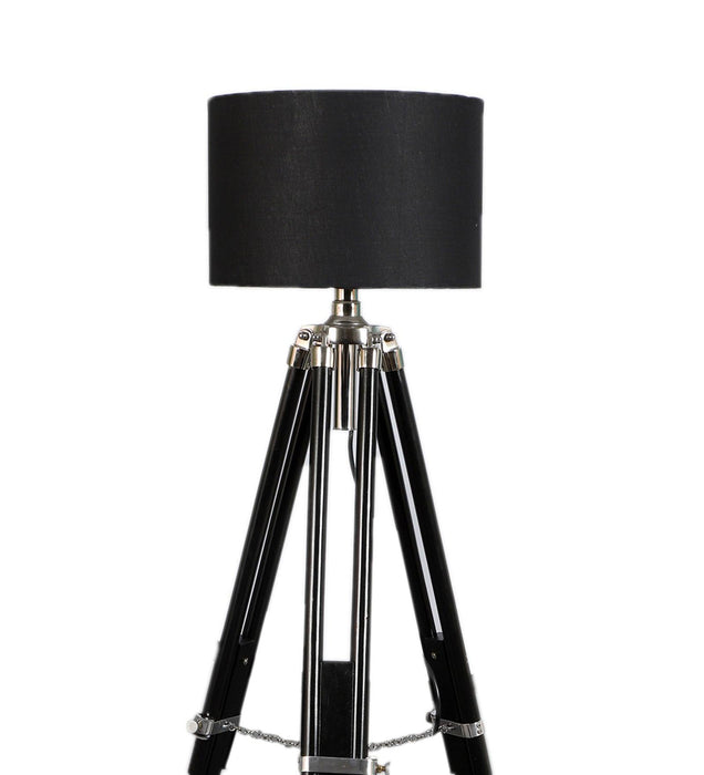 Buy Floor Lamp - Premium Black Polish Wooden Tripod Floor Lamp | Standing Lampshade by Pristine Interiors on IKIRU online store