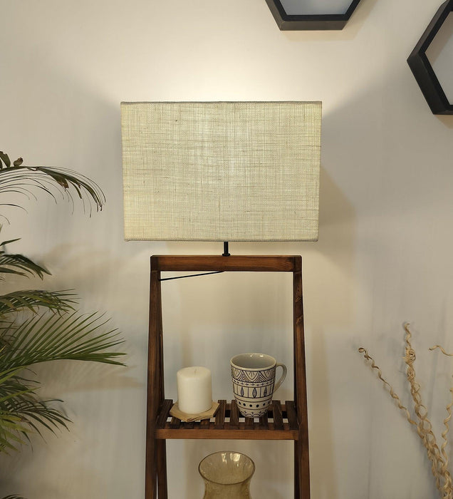 Buy Floor Lamp - Raphael Wooden Floor Lamp with Jute Fabric Lampshade by Symplify on IKIRU online store