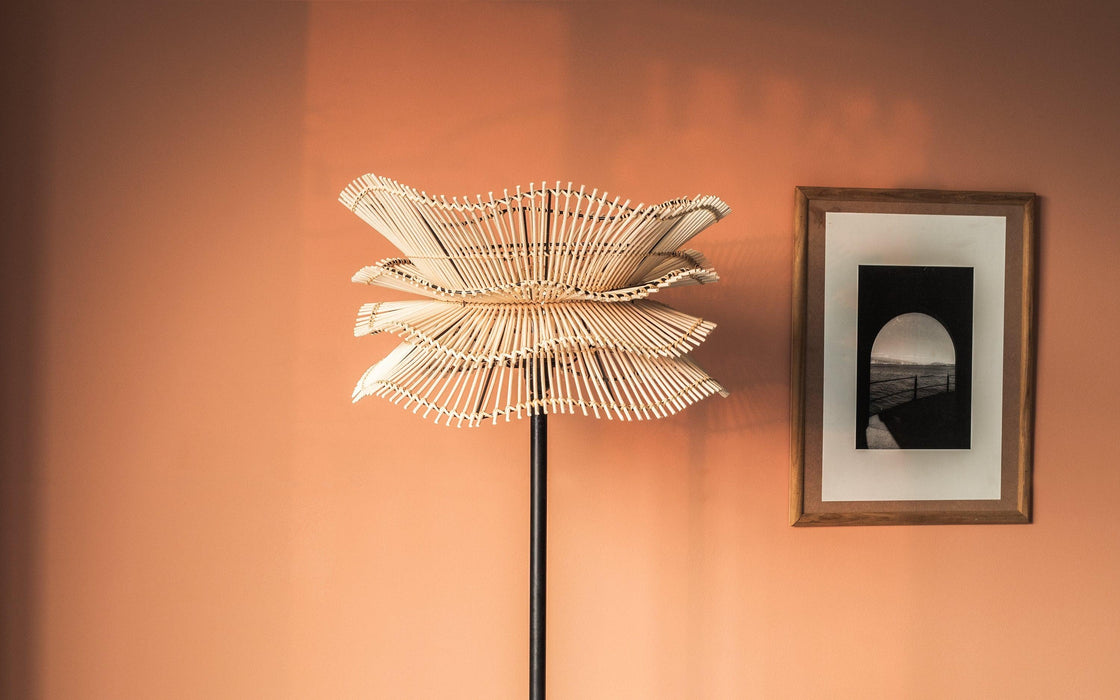 Buy Floor Lamp - Robin Cane Decorative Floor Lamp Natural | Minimal Pedestal Corner Light For Decor by Orange Tree on IKIRU online store