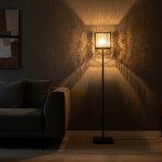 Sheesh Modern Metallic & Glass Floor Lamp | Gold Finish Standing Light For Decor