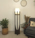 Buy Floor Lamp - Solitaire Wooden Floor Lamp with White Fabric Lampshade by Symplify on IKIRU online store