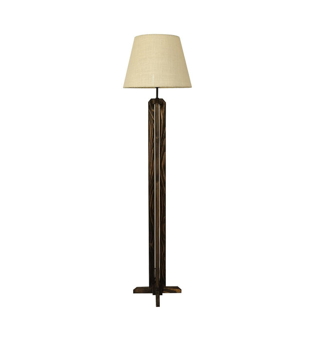 Buy Floor Lamp - Stella Wooden Floor Lamp With Beige Fabric Lampshade by Symplify on IKIRU online store