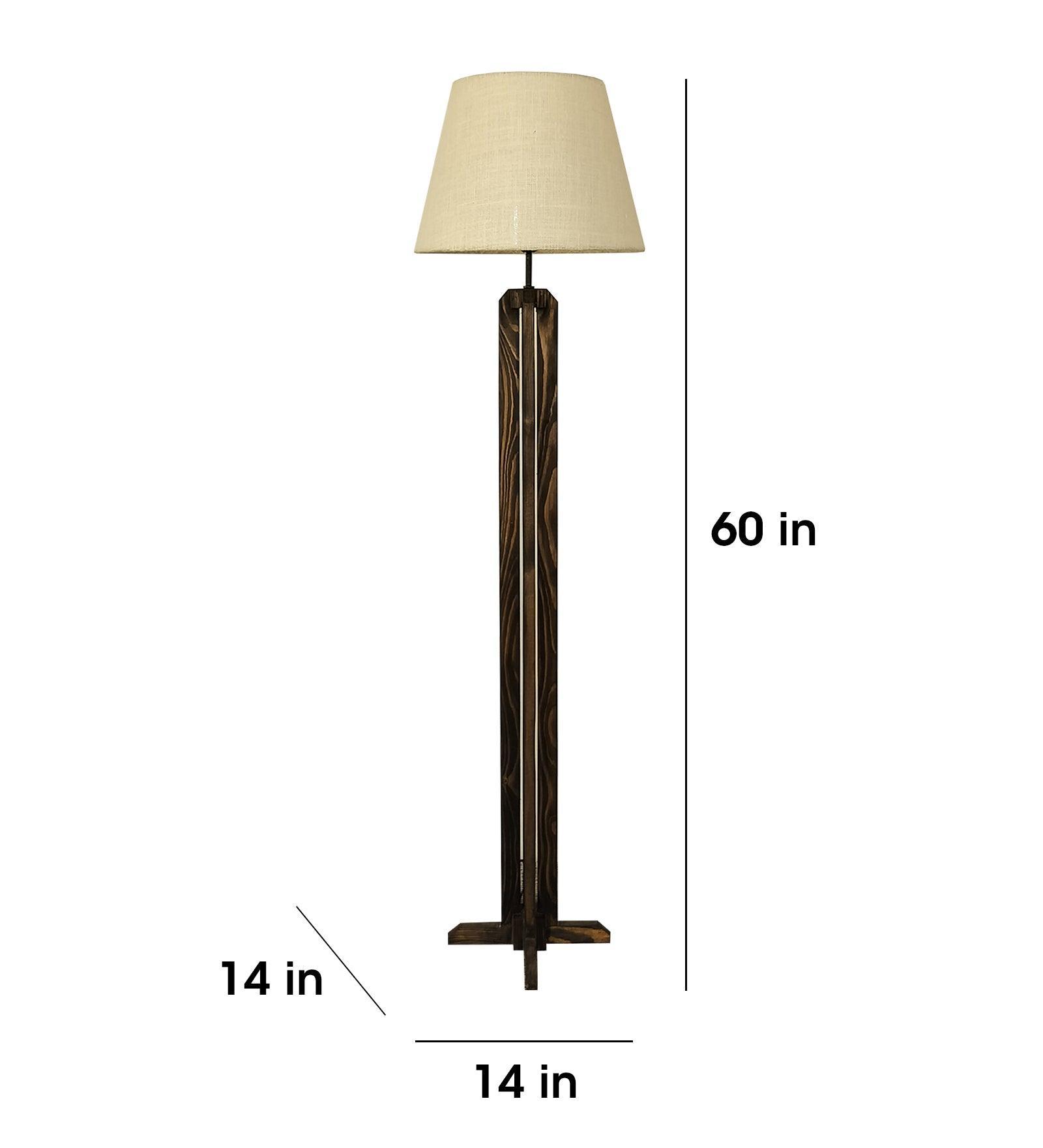 Buy Floor Lamp - Stella Wooden Floor Lamp With Beige Fabric Lampshade by Symplify on IKIRU online store
